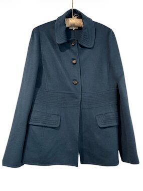 AGNONA Teal Cashmere Button-Front Blazer Jacket Size IT-46